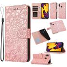For Huawei P20 lite Skin Feel Embossed Sunflower Horizontal Flip Leather Case with Holder & Card Slots & Wallet & Lanyard(Rose Gold) - 1