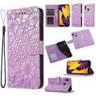 For Huawei P20 lite Skin Feel Embossed Sunflower Horizontal Flip Leather Case with Holder & Card Slots & Wallet & Lanyard(Purple) - 1