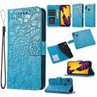 For Huawei P20 lite Skin Feel Embossed Sunflower Horizontal Flip Leather Case with Holder & Card Slots & Wallet & Lanyard(Blue) - 1