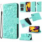 For Huawei P20 lite Skin Feel Embossed Sunflower Horizontal Flip Leather Case with Holder & Card Slots & Wallet & Lanyard(Green) - 1