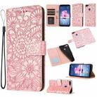 For Honor 7S Skin Feel Embossed Sunflower Horizontal Flip Leather Case with Holder & Card Slots & Wallet & Lanyard(Rose Gold) - 1