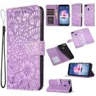 For Honor 7S Skin Feel Embossed Sunflower Horizontal Flip Leather Case with Holder & Card Slots & Wallet & Lanyard(Purple) - 1