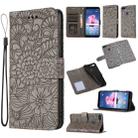 For Honor 7S Skin Feel Embossed Sunflower Horizontal Flip Leather Case with Holder & Card Slots & Wallet & Lanyard(Grey) - 1