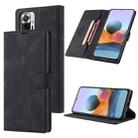 For Xiaomi Redmi Note 10 4G / Note 10S TAOKKIM Skin Feel Calf Texture Horizontal Flip PU Leather Case with Holder & Card Slots & Photo Frame & Wallet(Black) - 1