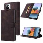 For Xiaomi Redmi Note 10 4G / Note 10S TAOKKIM Skin Feel Calf Texture Horizontal Flip PU Leather Case with Holder & Card Slots & Photo Frame & Wallet(Coffee) - 1