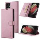 For Samsung Galaxy S21 Ultra 5G TAOKKIM Skin Feel Calf Texture Horizontal Flip PU Leather Case with Holder & Card Slots & Photo Frame & Wallet(Pink) - 1