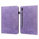 For Samsung Galaxy Tab S8 / Galaxy Tab S7 SM-T870/SM-T875/SM-T876B Lace Flower Embossing Pattern Horizontal Flip Leather Case with Holder & Card Slots & Wallet & Photo Frame(Purple) - 1