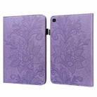 For Samsung Galaxy Tab A7 Lite T220/T225 Lace Flower Embossing Pattern Horizontal Flip Leather Case with Holder & Card Slots & Wallet & Photo Frame(Purple) - 1