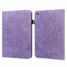 For Huawei MediaPad M5 Lite Lace Flower Embossing Pattern Horizontal Flip Leather Case with Holder & Card Slots & Wallet & Photo Frame(Purple) - 1