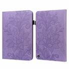 For Amazon Kindle Fire HD 10 2021 / HD 10 Plus 2021 Lace Flower Embossing Pattern Horizontal Flip Leather Case with Holder & Card Slots & Wallet & Photo Frame(Purple) - 1