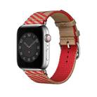 Two-color Nylon Braid Watch Band For Apple Watch Series 8&7 41mm / SE 2&6&SE&5&4 40mm / 3&2&1 38mm(Khaki+Red) - 1
