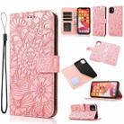 For iPhone 11 Skin Feel Embossed Sunflower Horizontal Flip Leather Case with Holder & Card Slots & Wallet & Lanyard (Rose gold) - 1