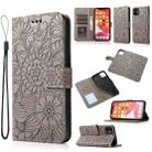 For iPhone 11 Skin Feel Embossed Sunflower Horizontal Flip Leather Case with Holder & Card Slots & Wallet & Lanyard (Gray) - 1