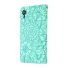 For iPhone XR Skin Feel Embossed Sunflower Horizontal Flip Leather Case with Holder & Card Slots & Wallet & Lanyard(Green) - 3