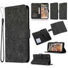 For iPhone XR Skin Feel Embossed Sunflower Horizontal Flip Leather Case with Holder & Card Slots & Wallet & Lanyard(Black) - 1
