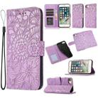 Skin Feel Embossed Sunflower Horizontal Flip Leather Case with Holder & Card Slots & Wallet & Lanyard For iPhone 6 / 6s(Purple) - 1