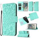 Skin Feel Embossed Sunflower Horizontal Flip Leather Case with Holder & Card Slots & Wallet & Lanyard For iPhone 6 / 6s(Green) - 1