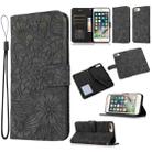 Skin Feel Embossed Sunflower Horizontal Flip Leather Case with Holder & Card Slots & Wallet & Lanyard For iPhone 6 Plus / 6s Plus(Black) - 1