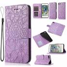 Skin Feel Embossed Sunflower Horizontal Flip Leather Case with Holder & Card Slots & Wallet & Lanyard For iPhone 7 Plus / 8 Plus(Purple) - 1