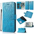 Skin Feel Embossed Sunflower Horizontal Flip Leather Case with Holder & Card Slots & Wallet & Lanyard For iPhone 7 Plus / 8 Plus(Blue) - 1