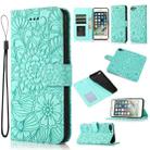 Skin Feel Embossed Sunflower Horizontal Flip Leather Case with Holder & Card Slots & Wallet & Lanyard For iPhone 7 Plus / 8 Plus(Green) - 1