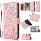 Skin Feel Embossed Sunflower Horizontal Flip Leather Case with Holder & Card Slots & Wallet & Lanyard For iPhone 7 Plus / 8 Plus(Rose gold) - 1