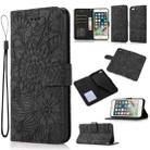 Skin Feel Embossed Sunflower Horizontal Flip Leather Case with Holder & Card Slots & Wallet & Lanyard For iPhone 7 Plus / 8 Plus(Black) - 1