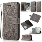 Skin Feel Embossed Sunflower Horizontal Flip Leather Case with Holder & Card Slots & Wallet & Lanyard For iPhone 7 Plus / 8 Plus(Gray) - 1