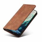 For Xiaomi Poco X3 NFC Skin-feel Calfskin Texture Magnetic Dual-Fold Horizontal Flip Leather Case with Holder & Card Slots & Wallet(Brown) - 1