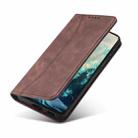 For Xiaomi Poco X3 NFC Skin-feel Calfskin Texture Magnetic Dual-Fold Horizontal Flip Leather Case with Holder & Card Slots & Wallet(Coffee) - 1