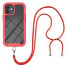 For iPhone 12 mini Starry Sky Solid Color Series Shockproof PC + TPU Protective Case with Neck Strap (Red) - 1