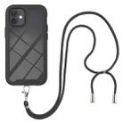 For iPhone 12 mini Starry Sky Solid Color Series Shockproof PC + TPU Protective Case with Neck Strap (Black) - 1