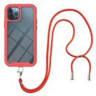 For iPhone 12 / 12 Pro Starry Sky Solid Color Series Shockproof PC + TPU Protective Case with Neck Strap(Red) - 1