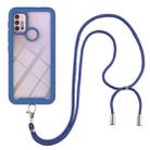 For Motorola Moto E7 Power Starry Sky Solid Color Series Shockproof PC + TPU Protective Case with Neck Strap(Blue) - 1