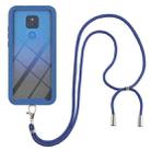 For Motorola Moto G Play 2021 Starry Sky Solid Color Series Shockproof PC + TPU Protective Case with Neck Strap(Blue) - 1