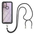 For Motorola Moto G30 / G10 / G10 Power Starry Sky Solid Color Series Shockproof PC + TPU Protective Case with Neck Strap(Black) - 1