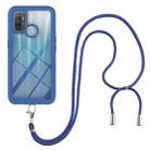 For OPPO A53 Starry Sky Solid Color Series Shockproof PC + TPU Protective Case with Neck Strap(Blue) - 1