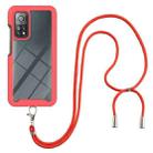 For Xiaomi Mi 10T / 10T Pro Starry Sky Solid Color Series Shockproof PC + TPU Protective Case with Neck Strap(Red) - 1