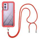 For OnePlus 9 Starry Sky Solid Color Series Shockproof PC + TPU Protective Case with Neck Strap(Red) - 1