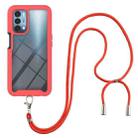 For OnePlus Nord N200 5G Starry Sky Solid Color Series Shockproof PC + TPU Protective Case with Neck Strap(Red) - 1