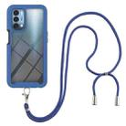 For OnePlus Nord N200 5G Starry Sky Solid Color Series Shockproof PC + TPU Protective Case with Neck Strap(Blue) - 1