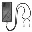 For Samsung Galaxy A21s Starry Sky Solid Color Series Shockproof PC + TPU Protective Case with Neck Strap(Black) - 1