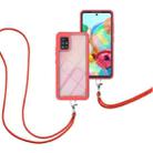 For Samsung Galaxy A71 / A715 Starry Sky Solid Color Series Shockproof PC + TPU Protective Case with Neck Strap(Red) - 3