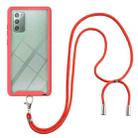 For Samsung Galaxy Note20 Starry Sky Solid Color Series Shockproof PC + TPU Protective Case with Neck Strap(Red) - 1