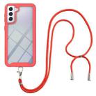 For Samsung Galaxy S21+ 5G Starry Sky Solid Color Series Shockproof PC + TPU Protective Case with Neck Strap(Red) - 1
