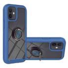 For iPhone 12 mini Starry Sky Solid Color Series Shockproof PC + TPU Protective Case with Ring Holder & Magnetic Function (Blue) - 1