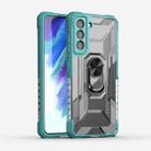 For Samsung Galaxy S21 FE PC + TPU Shockproof Protective Case with Metal Ring Holder(Green) - 1