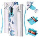 For Huawei P30 Colored Drawing Pattern Cross Texture Horizontal Flip PU Leather Case with Holder & Card Slots & Wallet(Blue Butterfly) - 1