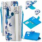 For Huawei P30 Lite Colored Drawing Pattern Cross Texture Horizontal Flip PU Leather Case with Holder & Card Slots & Wallet(Blue Butterfly) - 1