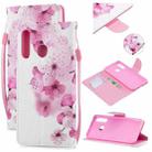 For Huawei P30 Lite Colored Drawing Pattern Cross Texture Horizontal Flip PU Leather Case with Holder & Card Slots & Wallet(Peach Blossom) - 1